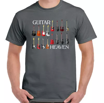 Buy Guitar T-Shirt Heaven Mens Funny Guitarist Electric Acoustic Bass Rock Music • 10.99£