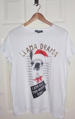 Buy BNWT Primark Womens LLAMA DRAMA Who Ate All The Mince Pies T-shirts - CHRISTMAS • 9.99£