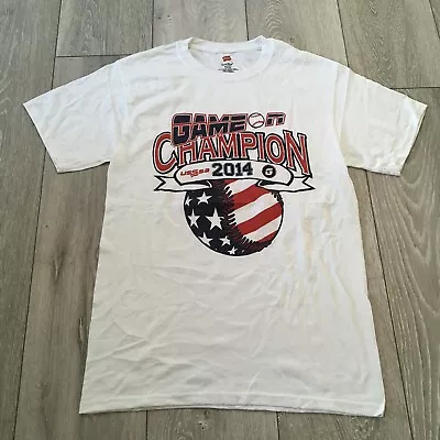 Buy Game On Champion Shirt Small White Spell Out Sports USA Baseball  • 9£
