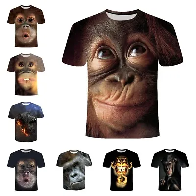 Buy Monkey Gorilla 3D Printed Unisex Casual T-Shirt Women Men Kids Short Sleeve Tops • 14.99£