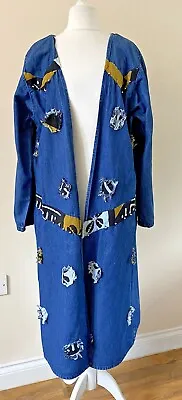 Buy Women's Vintage Denim Long Jacket Coat Tribal Size 18 - 20 • 35£