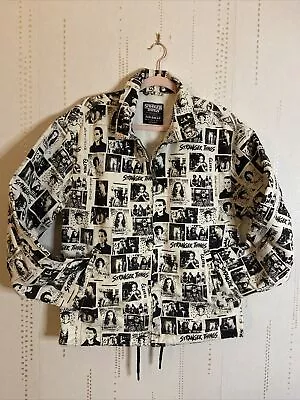 Buy Unisex Pull & Bear Stranger Things Black & White Denim Jacket Size M • 49.99£