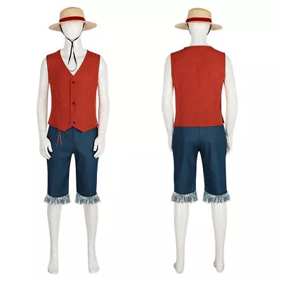 Buy Anime Movie Monkey D Luffy Cosplay Costume Mens Full Set Uniform Outfit Clothes • 34.29£