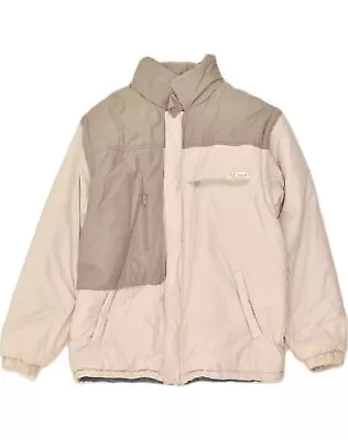 Buy VINTAGE Mens Hooded Padded Jacket IT 52 XL Beige Colourblock Cotton NV10 • 20.06£