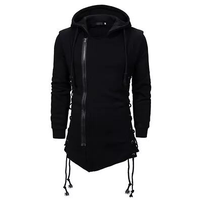 Buy Athletic Hoodies Mens Casual Daily Durable Gothic Lace Up Long Sleeve Tops • 16.55£