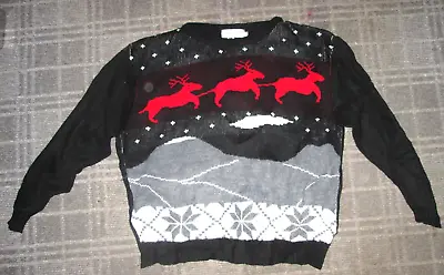 Buy Knitwear Gallery London-ladies Vintage Christmas Jumper Top Size 10-12 Reindeer • 5.70£