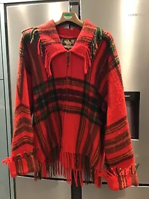 Buy Lapplander Jacket Red Tartan Fringing Wool Size 40 • 12.99£