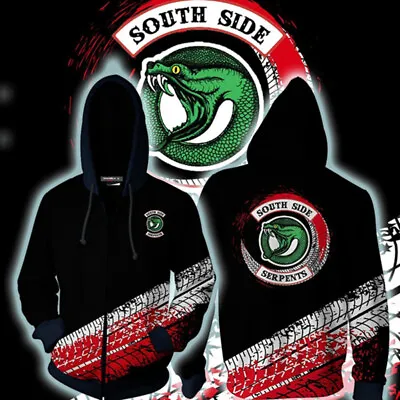 Buy Riverdale South Side Serpents Hoodie Sweatshirt Hooded Zipper Jacket Coat • 31.68£