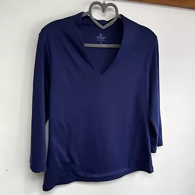 Buy Spirit Of The Andes Basic Top Size Medium Blue V Neck 100% Pima Cotton • 16£