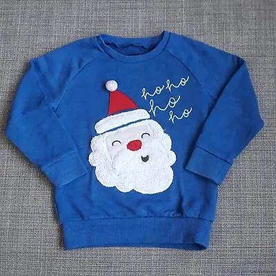 Buy Next Kids Boy Christmas Jumper Sweater Jolly Santa Blue Size 3-4 Years • 0.99£