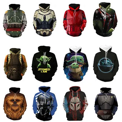 Buy Star Wars The Mandalorian Baby Yoda 3D Hoodie Pullover Coat Sweatshirt Costumes • 13.80£