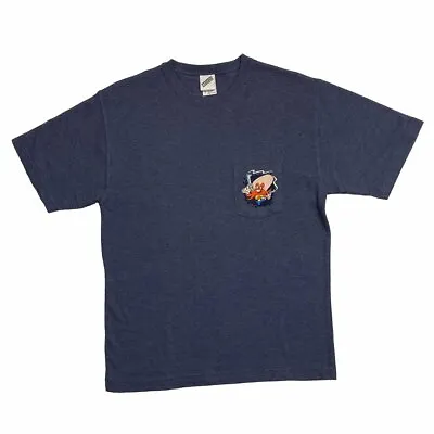 Buy Vintage LOONEY TUNES Warner Bros (2000) Yosemite Sam Pocket T-Shirt Small Blue • 23.99£