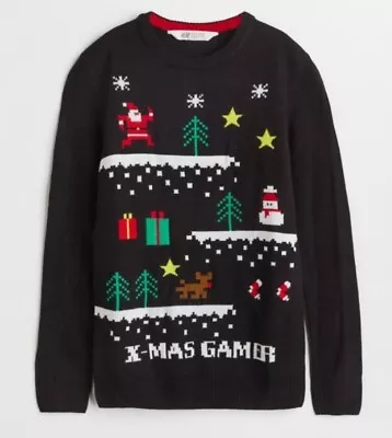 Buy H&M Christmas Gamer Jumper Age 8-10 Years - BRAND NEW • 7.50£