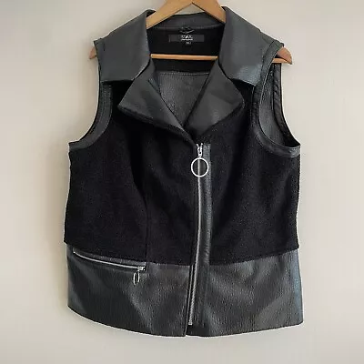 Buy *Star By Julien Macdonald Size 12 Faux Leather Fleece Black Sleeveless Jacket  • 13.50£