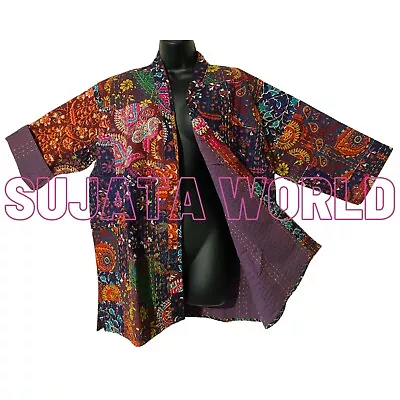 Buy Paisley Patchwork Artisan Kantha Hand Stitch Kimono Jacket Boho Hippie  M L Xxl • 38£