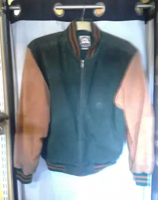 Buy Vintage Varsity Leather Jacket Green/tan • 45£