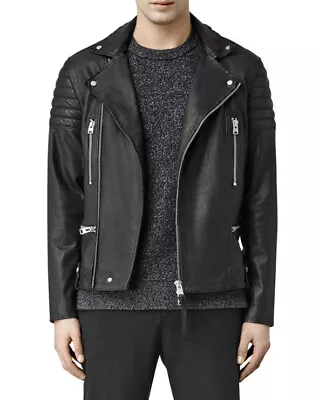 Buy ALL SAINTS 'Mishima' Men's Leather Jacket Biker Quilted - Black: Medium 38  • 110£