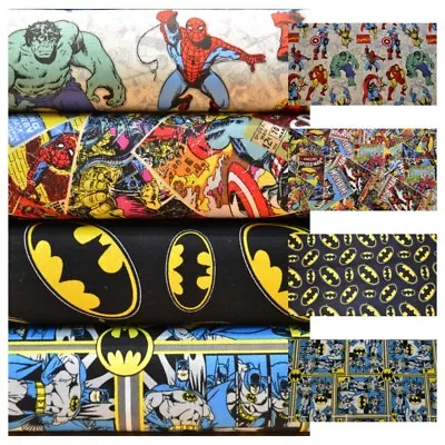Buy Super Heroes Batman Avengers Marvel DC Comics 100% Cotton Fabric Material VT • 6.99£