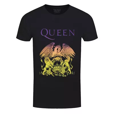 Buy Queen T-Shirt Gradient Classic Crest Rock Band Official Black New • 14.95£