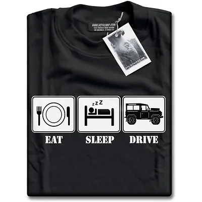 Buy Eat Sleep Drive Land Rover Defender 90 110 130 3 Series Mens Black 4x4 T-Shirt • 13.99£