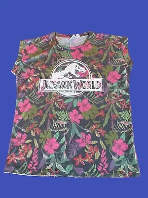 Buy Primark Jurassic World Floral Folded/Sleeveless T-Shirt Size UK12 • 12.99£
