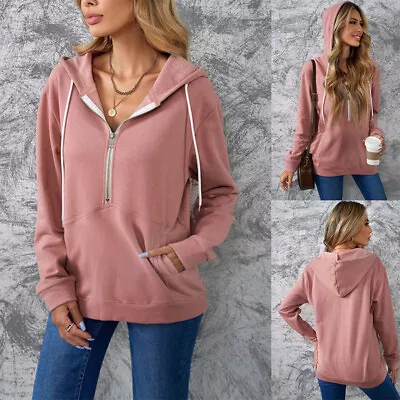 Buy Adult Zip Plain Hoodie Hooded Jacket Women's Stay Warm Sweatshirt Jumper S-XL • 19.57£