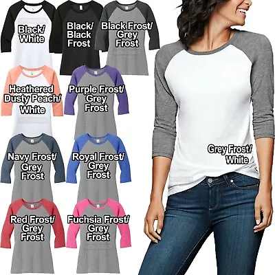 Buy Ladies 3/4 Sleeve T-Shirt Raglan Tri Blend Tee Womens XS-XL 2XL, 3XL, 4XL NEW • 12.03£
