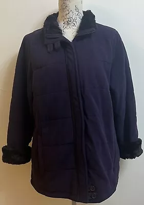 Buy Marks & Spencer M&S Ladies Uk 18 Purple Faux Fur Long Sleeve Collared Jacket • 12.99£