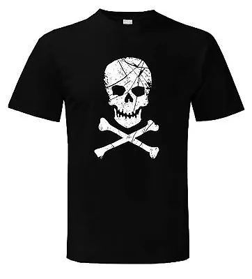 Buy SKULL & CROSSBONES T-SHIRT - Pirate Pirates Fancy Dress Goth Gothic - FREE P&P • 12.95£