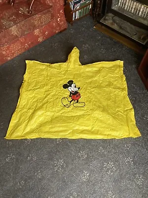 Buy Disney World Rain Poncho Land Yellow Mickey Mouse Jacket 80's Waterproof • 7.19£