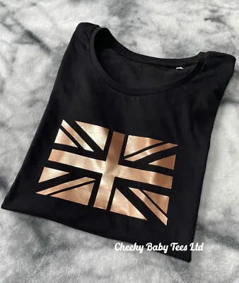 Buy Union Jack Ladies Women's T Shirt Top, Rose Gold, King's Coronation Size 8 To 18 • 12.99£