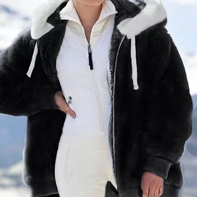 Buy Womens Teddy Bear Hoodies Coat Winter Warm Fluffy Fleece Zipper Cardigan Jacket • 29.11£