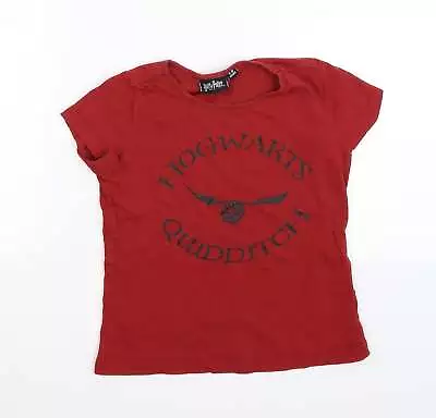 Buy Harry Potter Girls Red Cotton Basic T-Shirt Size 7-8 Years Round Neck - Hogwarts • 6£