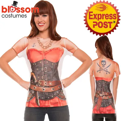 Buy CA829 Faux Real Pirate Lady T-Shirt Top Buccaneer Caribbean Swashbuckler Costume • 23.85£