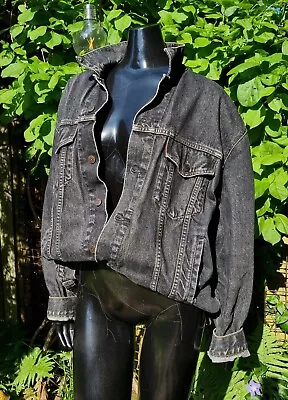 Buy Vintage Levi's Faded Black Denim Jacket Size XL • 35£