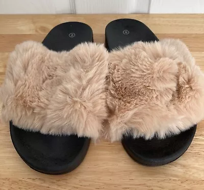 Buy NWOT George Faux Fur Sturdy Sole Slider Slippers Size 6 • 6£