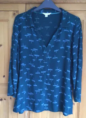 Buy White Stuff Shirt UK 14 Beautiful Blue Dragonfly Print Pull On VGC  (Z1) • 14.99£