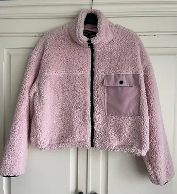 Buy New Look Wednesdays Girl Pink Zip Up Teddy Fleece Jacket Coat Size S Worn Once • 6.50£