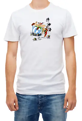 Buy Asterix And Obelix Funny Characters Short Sleeve White Men T Shirt F176 • 11.40£