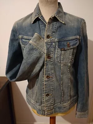 Buy Lee Rider Denim Jacket - Medium 39'' 40'' - Heavy Faded Slubby Lefthand Fabric • 19.95£