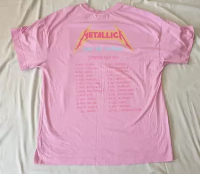 Buy Metallica Pink 1984 European Tour Repro T Shirt Medium Rock Metal • 12£
