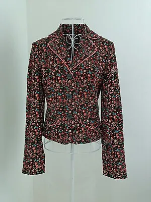 Buy Vintage Equation Floral Fine Soft Corduroy Short Jacket Size 10 Tailored  • 25£
