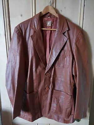 Buy Men's Vintage Genuine Leather Jacket 44 Inch Chest / XL Dark Tan Pockets  • 50£