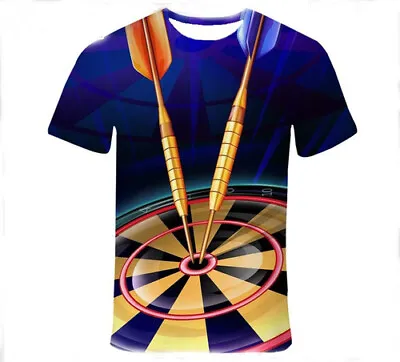 Buy Dart Board Darts Throw Game Women Men T-Shirt 3D Print Short Sleeve Tee Tops • 4.19£