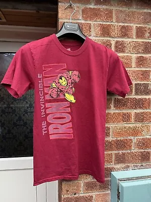 Buy Mens Hanes Iron Man T Shirt Size Small Burghandy Graphic Print Classic Marvel • 10.99£