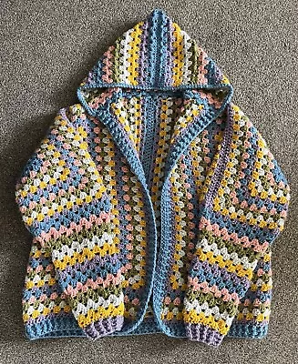 Buy Handmade Crochet Ladies Hoody Cardigan Size 10 • 40£