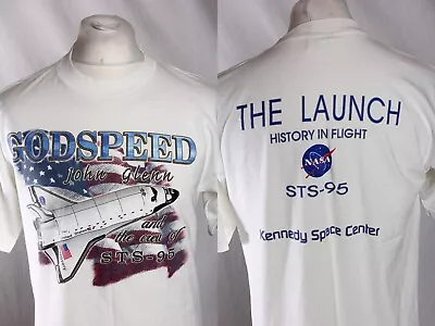 Buy Nasa Shuttle Launch God Speed Vintage T-Shirt STS-95 John Glenn Men's Size L VGC • 29.45£