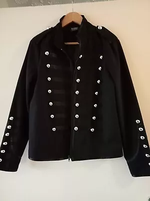 Buy Banned Alternative Black Military Style Goth Jacket Size Small • 24.99£