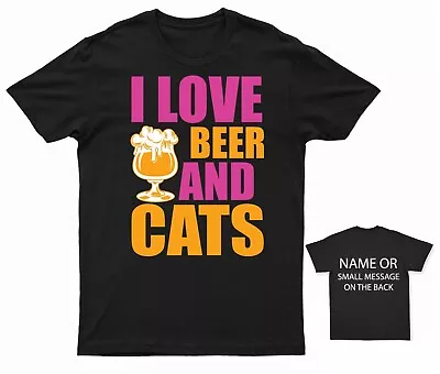 Buy Cat T-shirt I Love Beer And Cats Animal Lover Funny Quote Gift • 12.95£