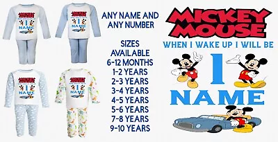 Buy When I Wake Up I Will Be, Birthday Pyjamas, Mickey Mouse, Birthday Eve Kids Pjs. • 14£